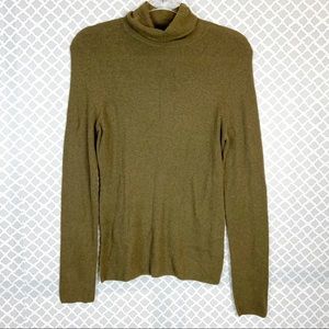 NWT 360 Sweater Olive Italian Yarn Alpaca Wool Blend Turtleneck Sweater